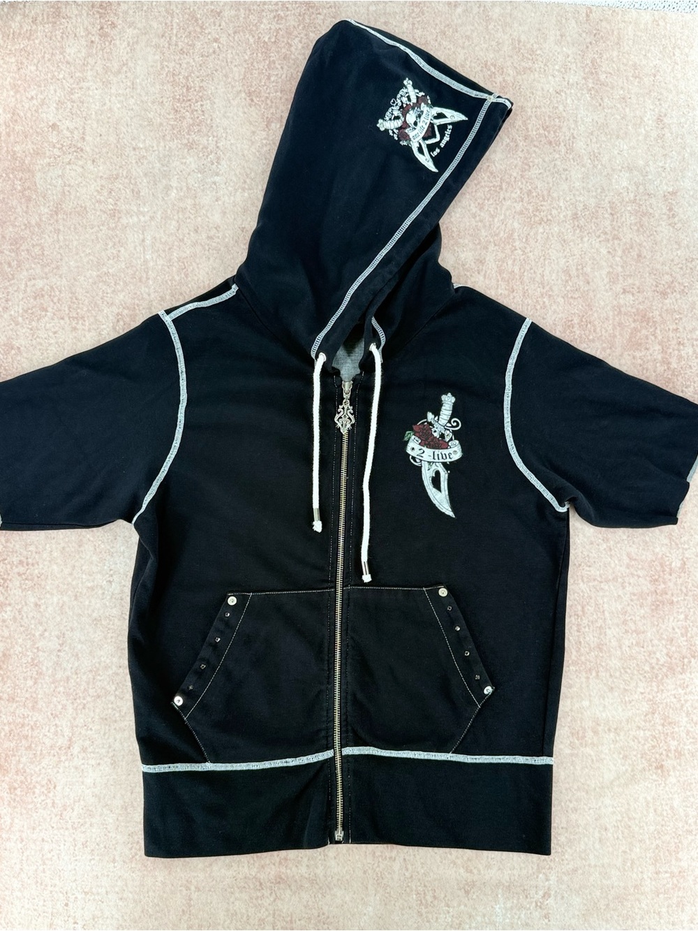 One Life 2 Live Y2K Gothic Zip Hoodie XL